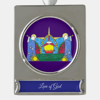 Love of God Banner Ornament Verzilverd Banner Ornament