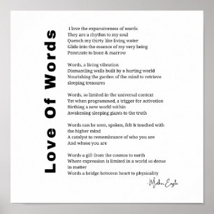 Love Of Words Gedicht Poëzie Muur kunst poster