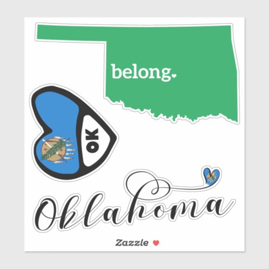 Love Oklahoma, Sheet of Die Cut Stickers (Vel)