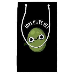 Love Olive Me Funny Food Pun Dark BG Klein Cadeauzakje