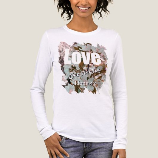 Love One Another Cherry Blossom Tri-Blend Shirt (Voorkant volledig)