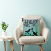 Love One Weer Whimsical Turquoise Birds Kussen (Stoel)