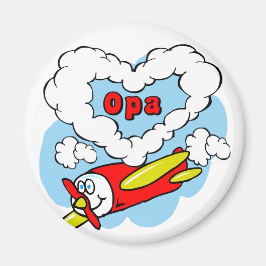 Love Opa Kinder Airplane Magneet (Voorkant)