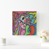 Love Original Abstract Art Square Wall Clock Vierkante Klok (Huis)