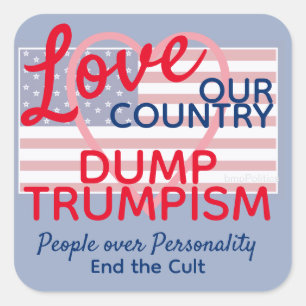 Love Our Country dump Trump Cult Vierkante Sticker