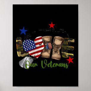 Love Our Veterans Day Trotse militaire Amerikaanse Poster
