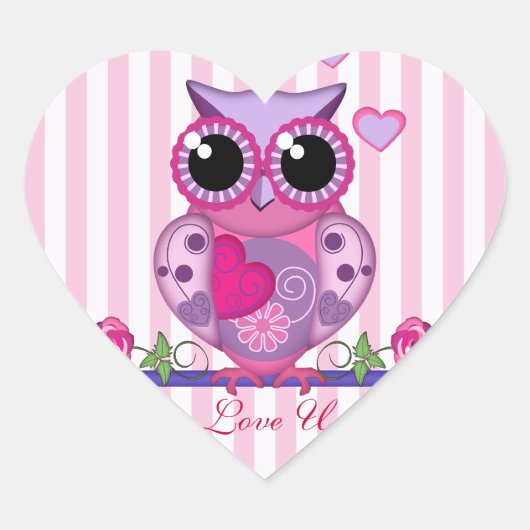 Love Owl portant un Sticker Coeur & Texte (Devant)