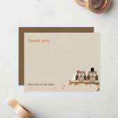 Love Owls Mariage de automne Merci Cartes (Devant/Arrière en situation)