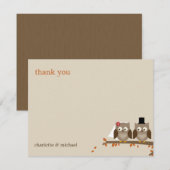 Love Owls Mariage de automne Merci Cartes (Devant / Derrière)