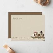 Love Owls Mariage Merci Cartes (Devant/Arrière en situation)