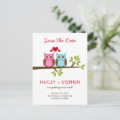 Love Owls Save The Date Kaart (Staand voorkant)