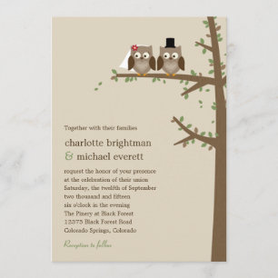 Love Owls Wedding Invitation Kaart