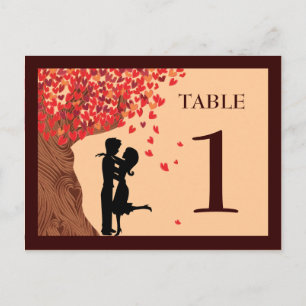 Love Paar Vallende Harten Oak Tree Tafelnummer