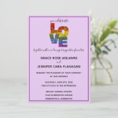 LOVE Paars geacht Collectie met homohuwelijk Kaart (Staand voorkant)