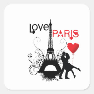 Love Paris Vierkante Sticker