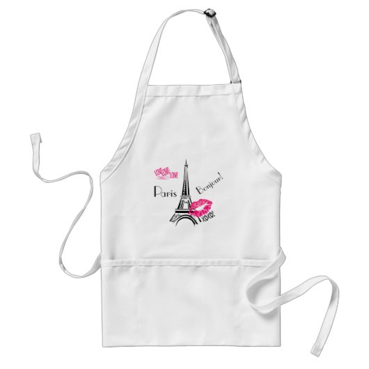 Love Paris with Eiffel Tower and Kissy Lips Standaard Schort (Voorkant)