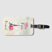 Love Paris with Eiffel Tower on  Pattern Bagagelabel (Voorkant (horizontaal))