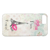 Love Paris with Eiffel Tower on Pattern Case-Mate iPhone Case (Achterkant (Horizontaal))