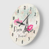 Love Paris with Eiffel Tower on  Pattern Grote Klok (Hoek)