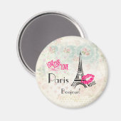 Love Paris with Eiffel Tower on  Pattern Magneet (Voorkant / Achterkant)