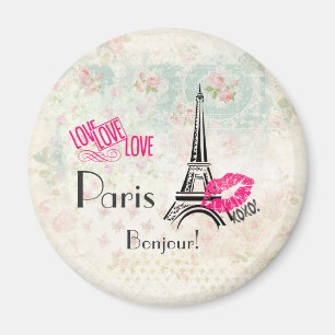 Love Paris with Eiffel Tower on  Pattern Magneet
