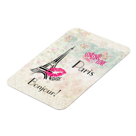 Love Paris with Eiffel Tower on  Pattern Magneet (Linkerzijde)