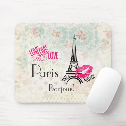 Love Paris with Eiffel Tower on  Pattern Muismat (Met muis)