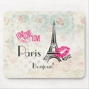 Love Paris with Eiffel Tower on Pattern Muismat