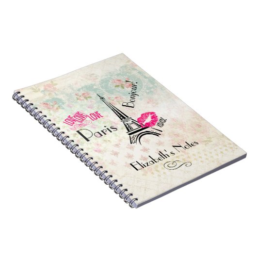 Love Paris with Eiffel Tower on  Pattern Notitieboek (Rechterzijde)