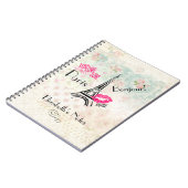 Love Paris with Eiffel Tower on  Pattern Notitieboek (Linkerzijde)