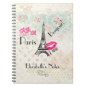 Love Paris with Eiffel Tower on  Pattern Notitieboek (Voorkant)