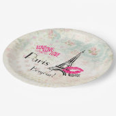 Love Paris with Eiffel Tower on  Pattern Papieren Bordje (Gekanteld)