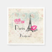 Love Paris with Eiffel Tower on  Pattern Servetten (Voorkant)