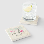 Love Paris with Eiffel Tower on  Pattern Stenen Onderzetter (Zijkant)