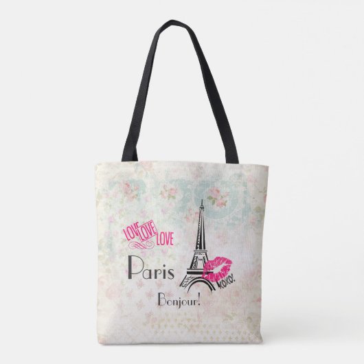 Love Paris with Eiffel Tower on  Pattern Tote Bag (Achterkant)