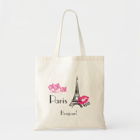 Love Paris with Eiffel Tower on  Pattern Tote Bag (Voorkant)