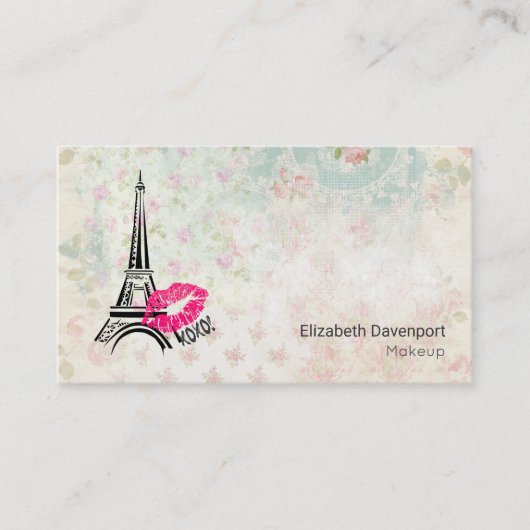 Love Paris with Eiffel Tower on  Pattern Visitekaartje (Voorkant)