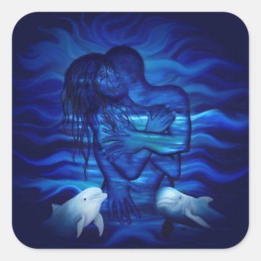 Love, Passion act - pair with Dolphin pair Vierkante Sticker (Voorkant)
