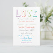 LOVE pastel - Faire-part de mariage 3x5 (Debout devant)