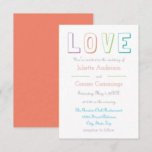 LOVE pastel - Faire-part de mariage 3x5 (Devant / Derrière)