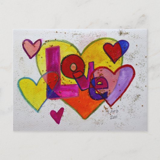 Love Patchwork Glitter Hearts Briefkaart (Voorkant)