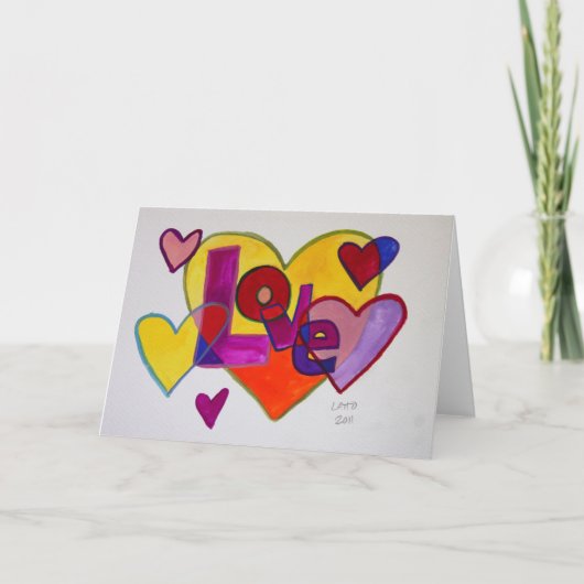 Love Patchwork Hearts Carte de voeux ou cartes de (Devant)