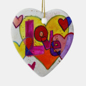 Love Patchwork Hearts Glitter Art Ornament (Rechts)