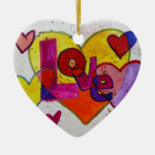 Love Patchwork Hearts Glitter Art Ornament (Voorkant)