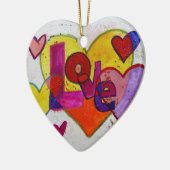 Love Patchwork Hearts Glitter Art Ornament (Links)