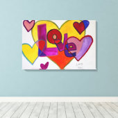 Love Patchwork Hearts Painting Canvas Print (Insitu (Houten vloer))