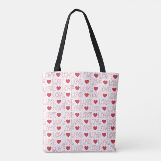 Love Pattern Canvas tas - Rood overzicht (Achterkant)