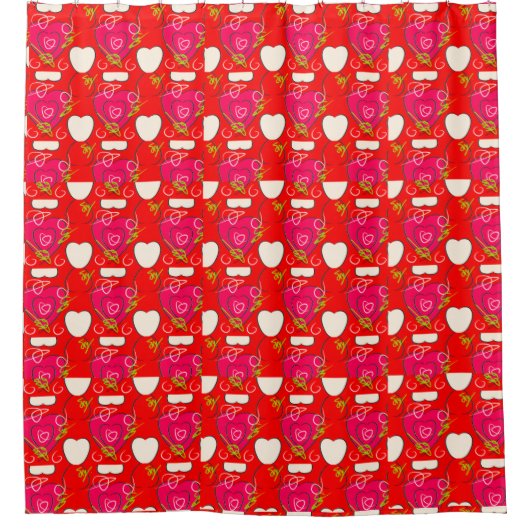 Love Pattern Red" Douchegordijn (Voorkant)