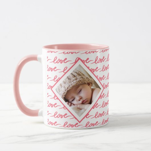 Love Pattern Two Photo Pink Valentijnsdag Mok (Links)