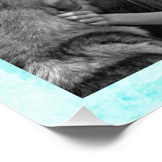 LOVE, Pauw Print Personalized Dog Blauwgroen Poste Perfect Poster (Hoek)